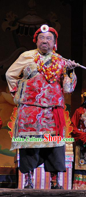 Chen Ai Luo Ding Chinese Sichuan Opera Elderly Male Apparels Costumes and Headpieces Peking Opera Lord Garment Tibetan Chieftain Clothing
