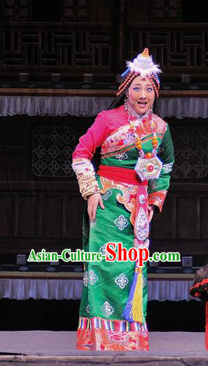 Chinese Sichuan Opera Diva Costumes and Hair Accessories Chen Ai Luo Ding Traditional Peking Opera Tibetan Female Dress Actress Ta Na Apparels