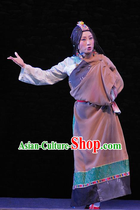 Chinese Sichuan Opera Servant Lady Costumes and Hair Accessories Chen Ai Luo Ding Traditional Peking Opera Tibetan Female Dress Housemaid Apparels