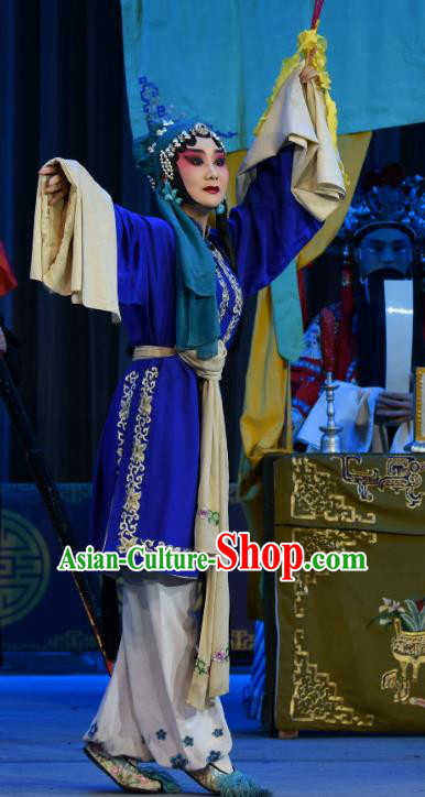 Chinese Sichuan Opera Distress Maiden Costumes and Hair Accessories Da Shen Traditional Peking Opera Tsing Yi Dress Actress Jiao Guiying Apparels