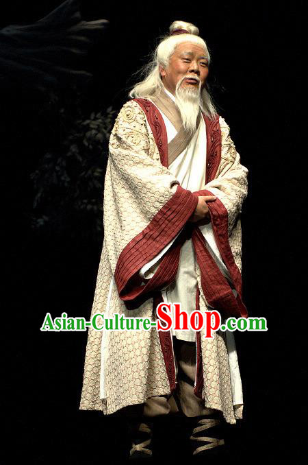 Yu Hai Kuang Chao Chinese Sichuan Opera Elderly Male Apparels Costumes and Headpieces Peking Opera Old Man Garment Landlord Clothing