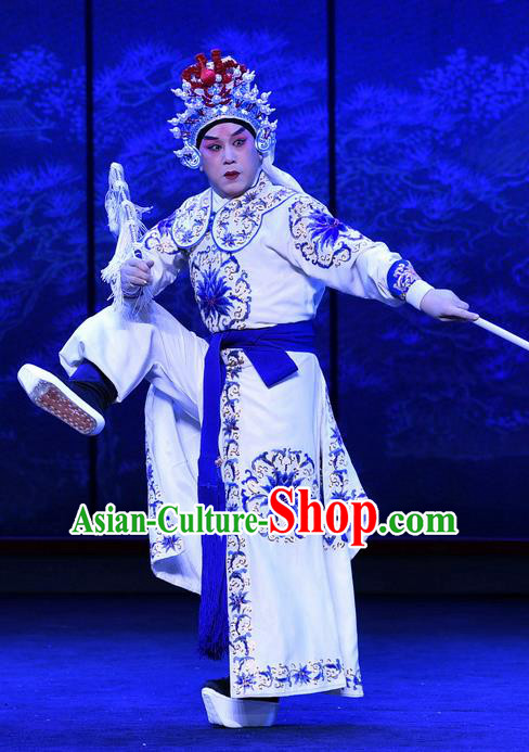 Zhao Jintang Chinese Ping Opera Wusheng Zhu Chundeng Garment Costumes and Headwear Pingju Opera Martial Male Apparels Clothing