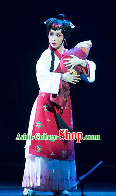 Chinese Sichuan Opera Young Lady Costumes and Hair Accessories Hui Lan Ji Traditional Peking Opera Xiaodan Dress Servant Girl Du Juan Apparels