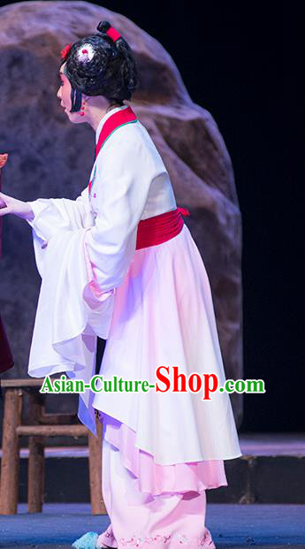 Chinese Sichuan Opera Maidservant Du Juan Costumes and Hair Accessories Hui Lan Ji Traditional Peking Opera Xiaodan Dress Young Lady Apparels