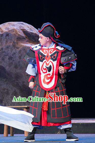 Hui Lan Ji Chinese Sichuan Opera Soldier Apparels Costumes and Headpieces Peking Opera Wusheng Garment Martial Male Clothing