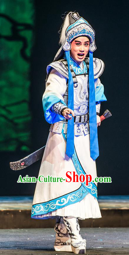 Hui Lan Ji Chinese Sichuan Opera Martial Male Apparels Costumes and Headpieces Peking Opera Wusheng Garment Takefu Armor Clothing