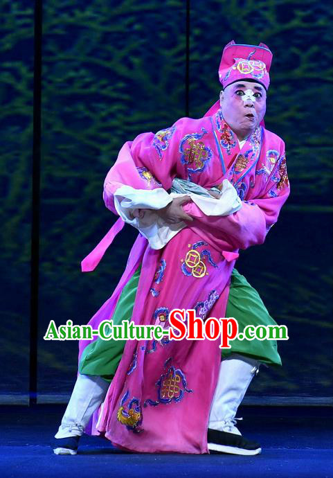 Zhao Jintang Chinese Ping Opera Bully Song Cheng Garment Costumes and Headwear Pingju Opera Treacherous Male Apparels Clown Clothing