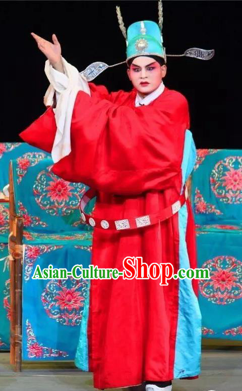 Fen Xiang Ji Chinese Sichuan Opera Number One Scholar Apparels Costumes and Headpieces Peking Opera Xiaosheng Garment Young Male Wang Kui Clothing