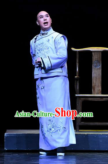 Jin E Chinese Ping Opera Qing Dynasty Young Male Garment Costumes and Headwear Pingju Opera Xiaosheng Cao Jintang Apparels Clothing
