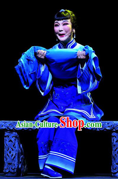 Chinese Ping Opera Elderly Female Apparels Costumes and Headpieces Jin E Traditional Pingju Opera Foster Woman Dress Garment