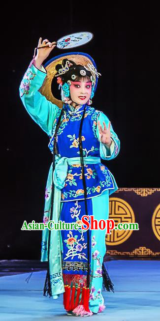 Chinese Sichuan Opera Young Lady The Legend of White Snake Xiaoqing Garment Costumes and Hair Accessories Traditional Peking Opera Servant Girl Dress Apparels