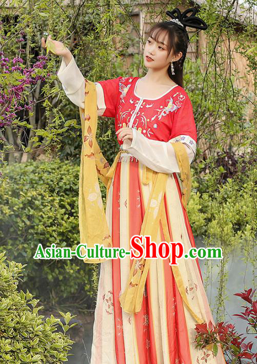Chinese Traditional Ancient Noble Lady Hanfu Dress Tang Dynasty Royal Princess Historical Costumes for Women