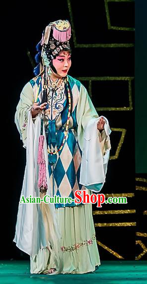 Chinese Sichuan Opera Young Female Qiu Jiang Garment Costumes and Hair Accessories Traditional Peking Opera Hua Tan Dress Taoist Nun Chen Miaochang Apparels