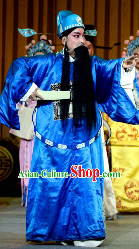Jin Dian Shen La Chinese Sichuan Opera Prime Minister Wang Yun Apparels Costumes and Headpieces Peking Opera Elderly Male Garment Official Clothing