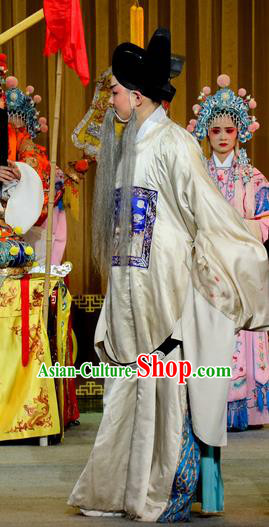 Jin Dian Shen La Chinese Sichuan Opera Official Apparels Costumes and Headpieces Peking Opera Elderly Male Garment Laosheng Clothing