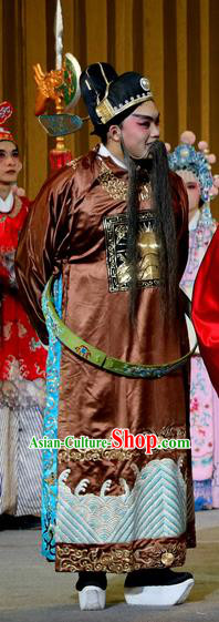 Jin Dian Shen La Chinese Sichuan Opera Laosheng Apparels Costumes and Headpieces Peking Opera Official Garment Elderly Male Clothing