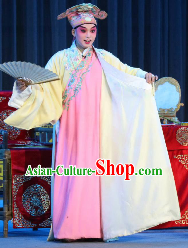 Bi Bo Hong Lian Chinese Sichuan Opera Scholar Jin Wangsun Apparels Costumes and Headpieces Peking Opera Young Male Garment Xiaosheng Clothing
