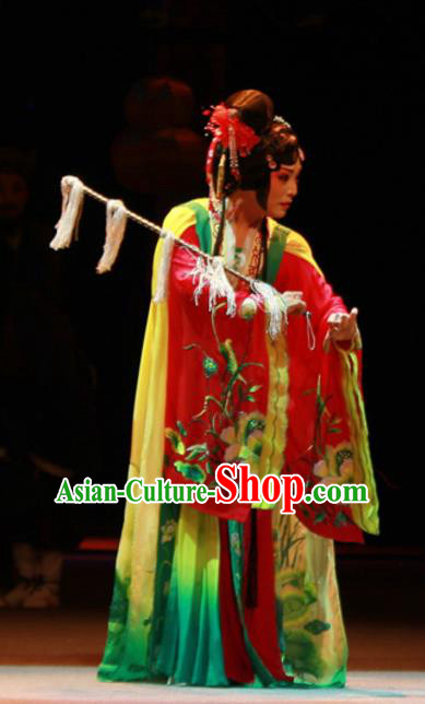 Chinese Sichuan Opera Actress Garment Costumes and Hair Accessories Traditional Peking Opera Li Yaxian Hua Tan Dress Courtesan Apparels