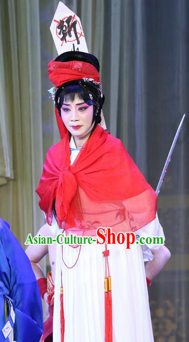 Chinese Sichuan Opera Distress Maiden Garment Costumes and Hair Accessories Sheng Si Pai Traditional Peking Opera Actress Dress Female Prisoner Apparels