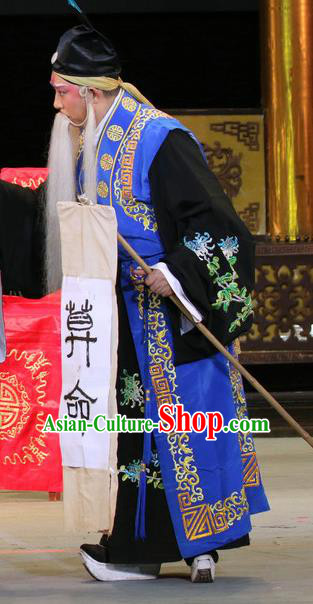 Sheng Si Pai Chinese Sichuan Opera Old Man Apparels Costumes and Headpieces Peking Opera Taoist Priest Garment Clothing