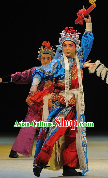 Ma Qian Po Shui Chinese Sichuan Opera Swordsman Apparels Costumes and Headpieces Peking Opera Martial Male Garment Soldier Clothing