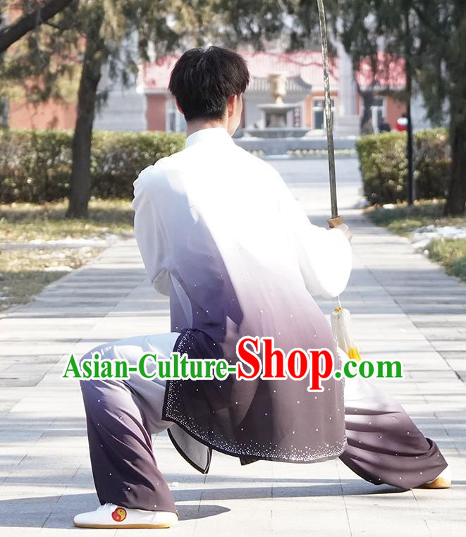 Top Male Kung Fu Costume Martial Arts Training Uniform Shaolin Wushu Clothing Tai Ji Competition Outfits