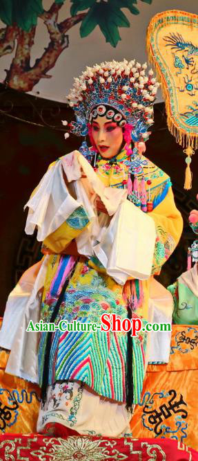 Chinese Sichuan Opera Empress Garment Costumes and Hair Accessories Jiang Xiao Lou Traditional Peking Opera Hua Tan Dress Queen Apparels