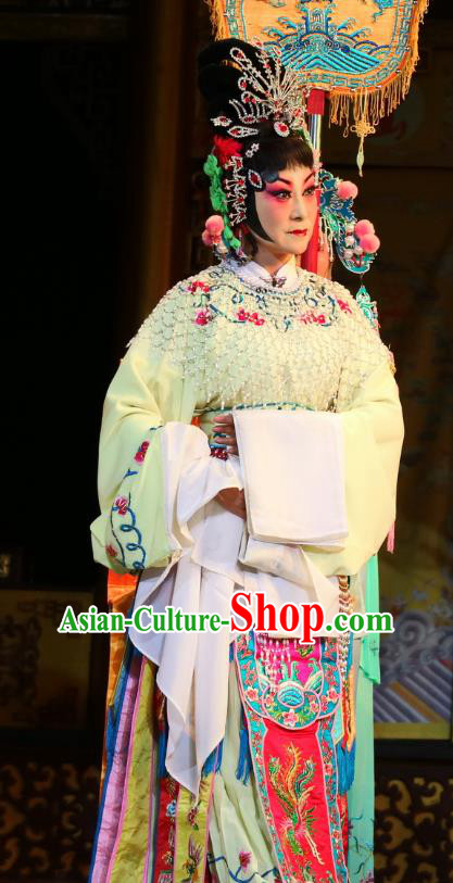 Chinese Sichuan Opera Hua Tan Garment Costumes and Hair Accessories Jiang Xiao Lou Traditional Peking Opera Young Female Dress Imperial Consort Apparels