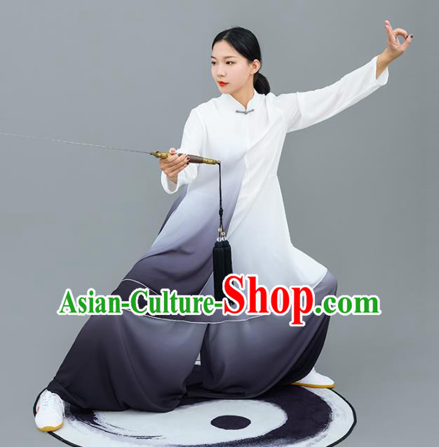 Chinese Traditional Tai Chi Competition Gradient Costume Professional Tai Ji Training Outfits Top Grade Martial Arts Performance Uniform for Women