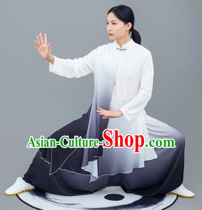 Chinese Traditional Tai Chi Competition Gradient Costume Professional Tai Ji Training Outfits Top Grade Martial Arts Performance Uniform for Women