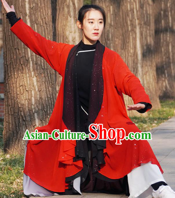 Chinese Traditional Tai Chi Veil Costume Professional Tai Ji Competition Outfits Top Grade Martial Arts Training Performance Uniform for Women