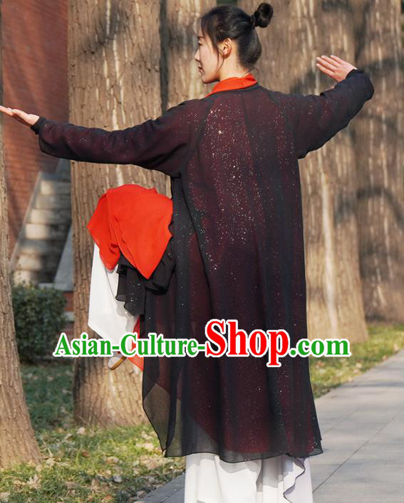 Chinese Traditional Tai Chi Veil Costume Professional Tai Ji Competition Outfits Top Grade Martial Arts Training Performance Uniform for Women