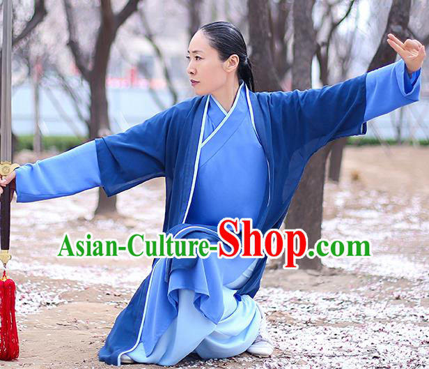 Chinese Traditional Tai Chi Competition Costume Professional Martial Arts Training Outfits Top Grade Tai Ji Performance Navy Uniform for Women
