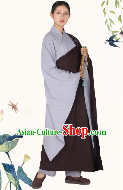 Chinese Traditional Women Lay Buddhist Costume Top Grade Tai Ji Uniforms Tang Suit Meditation Buddhist Nun Cassock