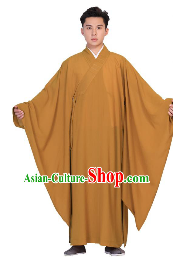 Chinese Traditional Monk Ginger Robe Costume Lay Buddhist Clothing Meditation Garment for Men