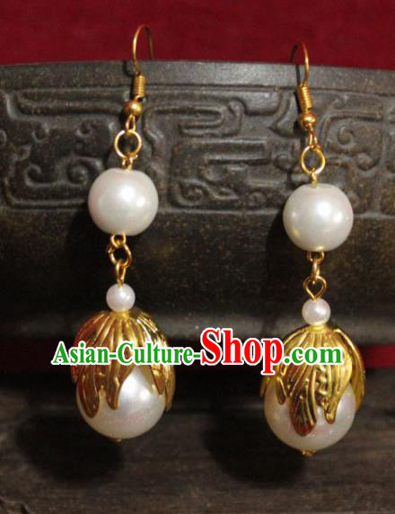 Traditional Chinese Ancient Princess Pearls Earrings Handmade Jewelry Accessories Eardrop for Women