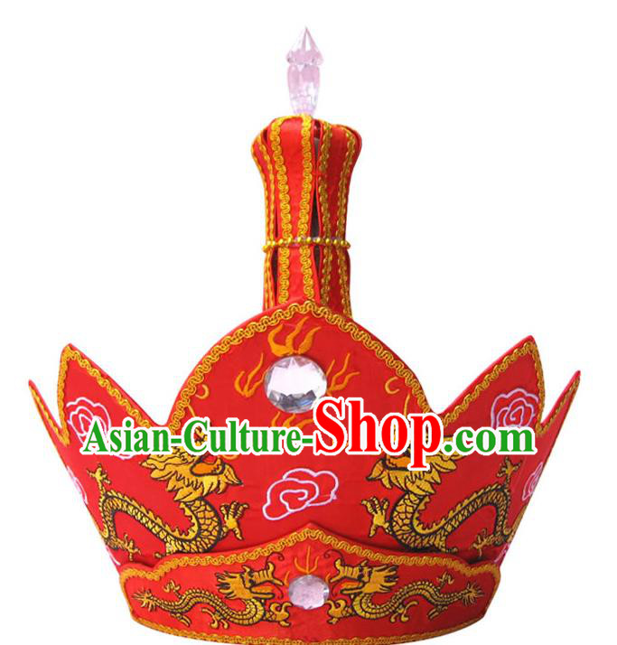 Chinese Traditional Buddhist Hair Accessories Top Grade Monk Hat Double Dragon Mitre Vairocana Headwear