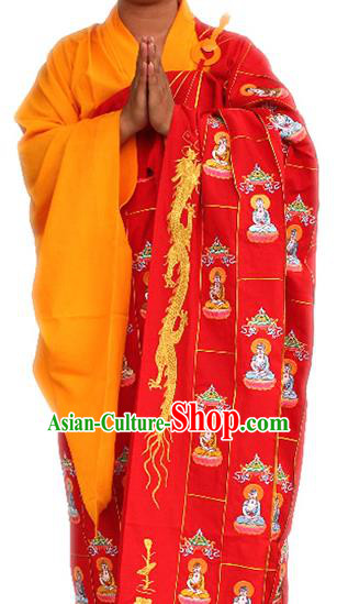 Chinese Traditional Monk Red Cassock Buddhist Bonze Costume Meditation Garment for Men