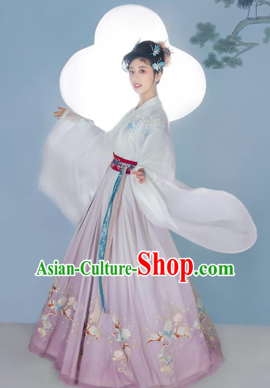 Chinese Ancient Jin Dynasty Court Female Lilac Hanfu Dress Traditional Imperial Consort Historical Costumes Garment Complete Set