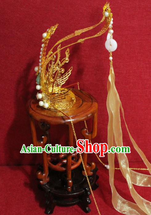 Traditional Chinese Ancient Prince Golden Hairdo Crown Handmade Ming Dynasty Noble Childe Hair Accessories for Men