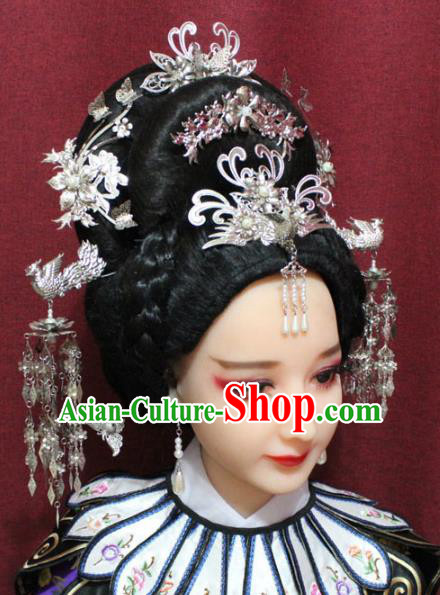 Traditional Chinese Ancient Queen Hair Jewelry Handmade Hairpins Hair Accessories Phoenix Coronet Complete Set
