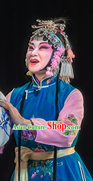 Chinese Sichuan Opera Xiaodan Garment Zhuo Wenjun Costumes and Hair Accessories Traditional Peking Opera Young Lady Dress Maidservant Apparels