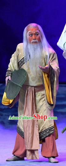 Ma Zu Chinese Peking Opera Elderly Male Garment Costumes and Headwear Beijing Opera Barefoot Immortal Apparels Clothing