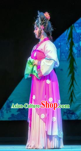 Chinese Sichuan Opera Servant Girl Garment Costumes and Hair Accessories Bao En Ji Traditional Peking Opera Xiaodan Dress Young Lady Apparels