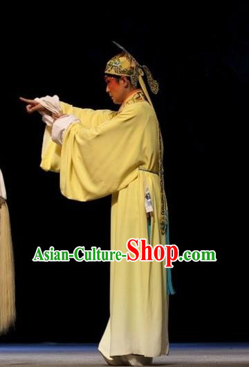 The Jade Hairpin Chinese Sichuan Opera Young Male Scholar Apparels Costumes and Headpieces Peking Opera Garment Xiaosheng Pan Bizheng Clothing