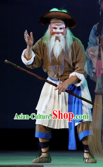 The Jade Hairpin Chinese Sichuan Opera Old Man Apparels Costumes and Headpieces Peking Opera Boatman Garment Clothing