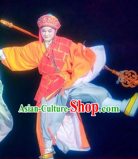Mother of Mu Lian Chinese Sichuan Opera Monk Apparels Costumes and Headpieces Peking Opera Xiaosheng Garment Bonze Clothing