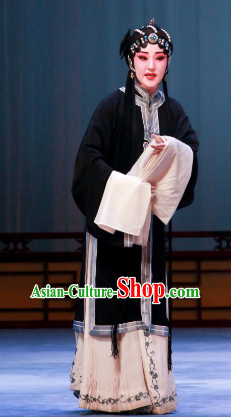 Chinese Ping Opera Young Female Apparels Costumes and Headpieces Shao Gu Ji Traditional Pingju Opera Dress Distress Maiden Garment