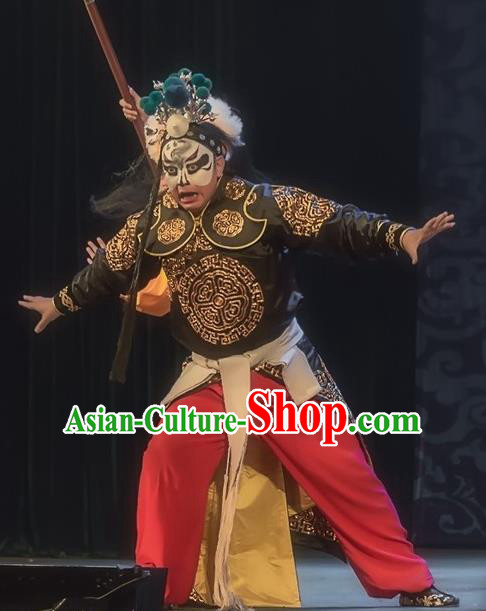 Shuang Ba Lang Chinese Sichuan Opera Martial Male Apparels Costumes and Headpieces Peking Opera Wusheng Garment Swordsman Clothing