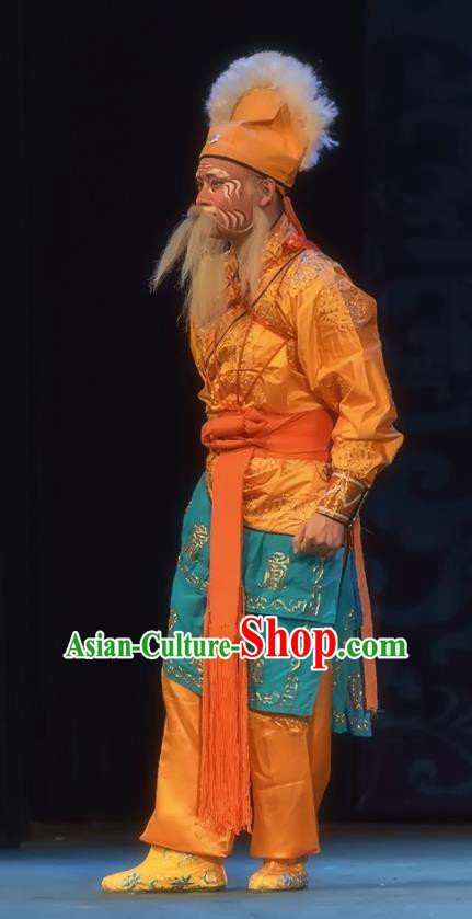 Shuang Ba Lang Chinese Sichuan Opera Old Man Apparels Costumes and Headpieces Peking Opera Elderly Swordsman Garment Clothing